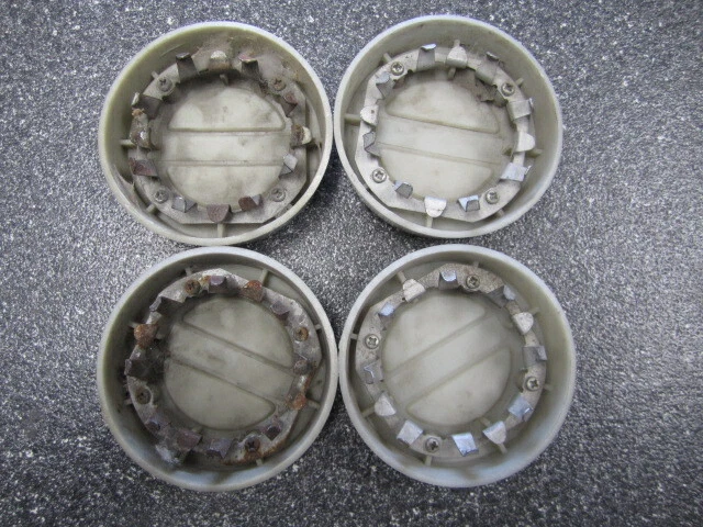 Set of (4)  OEM 1987-1994 13" Mitsubishi Precis Silver Gray Center Caps  65668 - Image 2 of 4