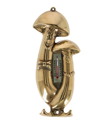 Wandthermometer Aus Messing Mit Dekoration In Form Eines Waldpilzes