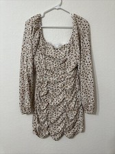 Floral Puff Long Sleeve Mini Bodycon Dress - SMALL