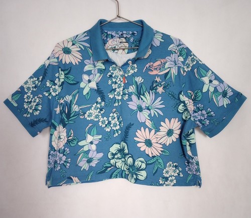The Nike Golf Women’s Floral Print Polo Shirt Logo Crop Loose Dri-FIT Size XL