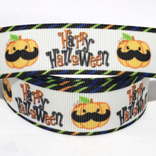 GROSGRAIN RIBBON 7/8" HALLOWEEN PUMPKIN Printed