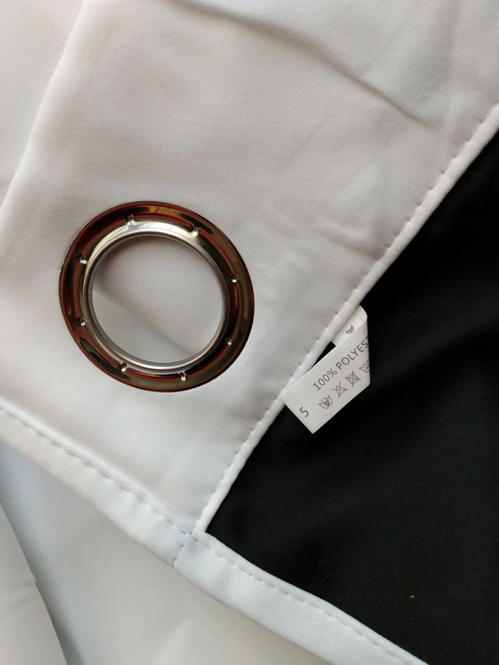 Пара новых черно-белых затемненных штор с люверсами каждая панель 73 дюйма x 40 дюймов - Изображение 3 из 3