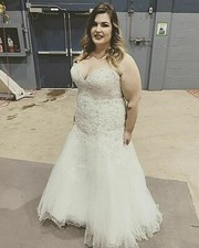 New Sexy Wedding Dress, Ivory Plus Size 22, Reg $2999,BLING Mermaid Corset