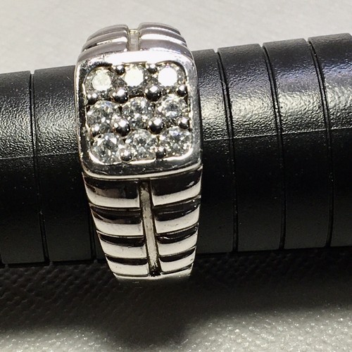 Rhodium Over 925 Sterling Silver Pave Set Cubic Zirconia Men's Signet Ring SZ 12 - Picture 18 of 18