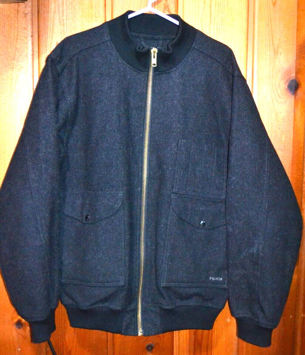 ジャケット・アウター FILSON ITALY MACKINAW WOOL BOMBER JACKET Filson Duwamish Charcoal Black Mens Full Zip Wool Mackinaw Bomber