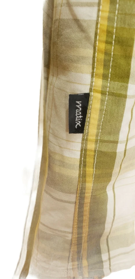 Men's Matix Green Yellow Plaid Long Sleeve Button Front Skater Shirt L - Image 3 of 4