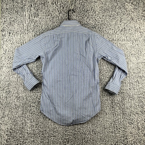 Camisa Vintage Ralph Lauren Regent Para Hombres 15 Azul Amarillo Rayas Ajuste Personalizado Retro - Imagen 6 de 14