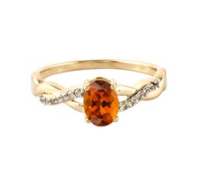 925 Sterling Silver 1 Ct Natural Madeira Citrine Twisted Shank Ring