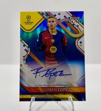 FERMIN LOPEZ 2024-25 Topps Finest UEFA Blue Refractor Auto /150 #BA-LZ Barcelona