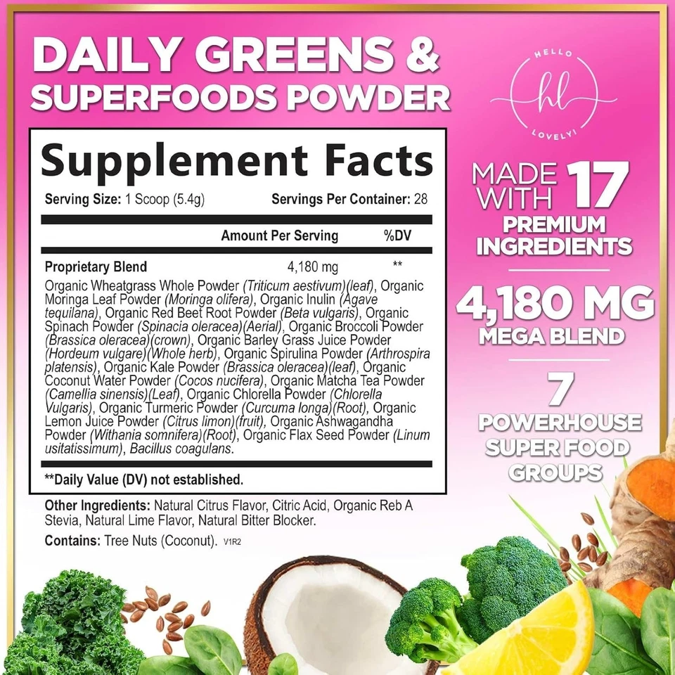 Organic Greens Blend - Super Greens Powder for Energy & Digestive Health - Image 2 of 4