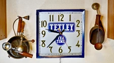 Vintage Tetley Tea "Tea Time" Electric Wall Clock 1950's Advertising - Read