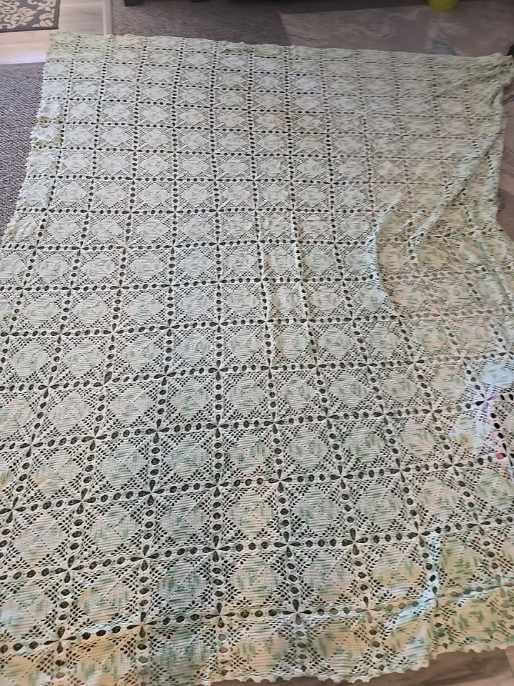 Vintage Hand Crocheted Bedspread Queen Size