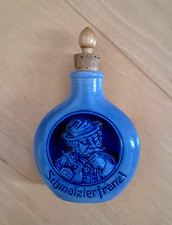 Schnupftabakflasche antik aus Steinzeug blau