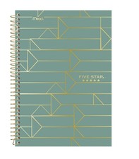 Five Star 100sht 2-Sub College-Ruled Sage Gold Metallic Spiral Notebook 9.5"x6"