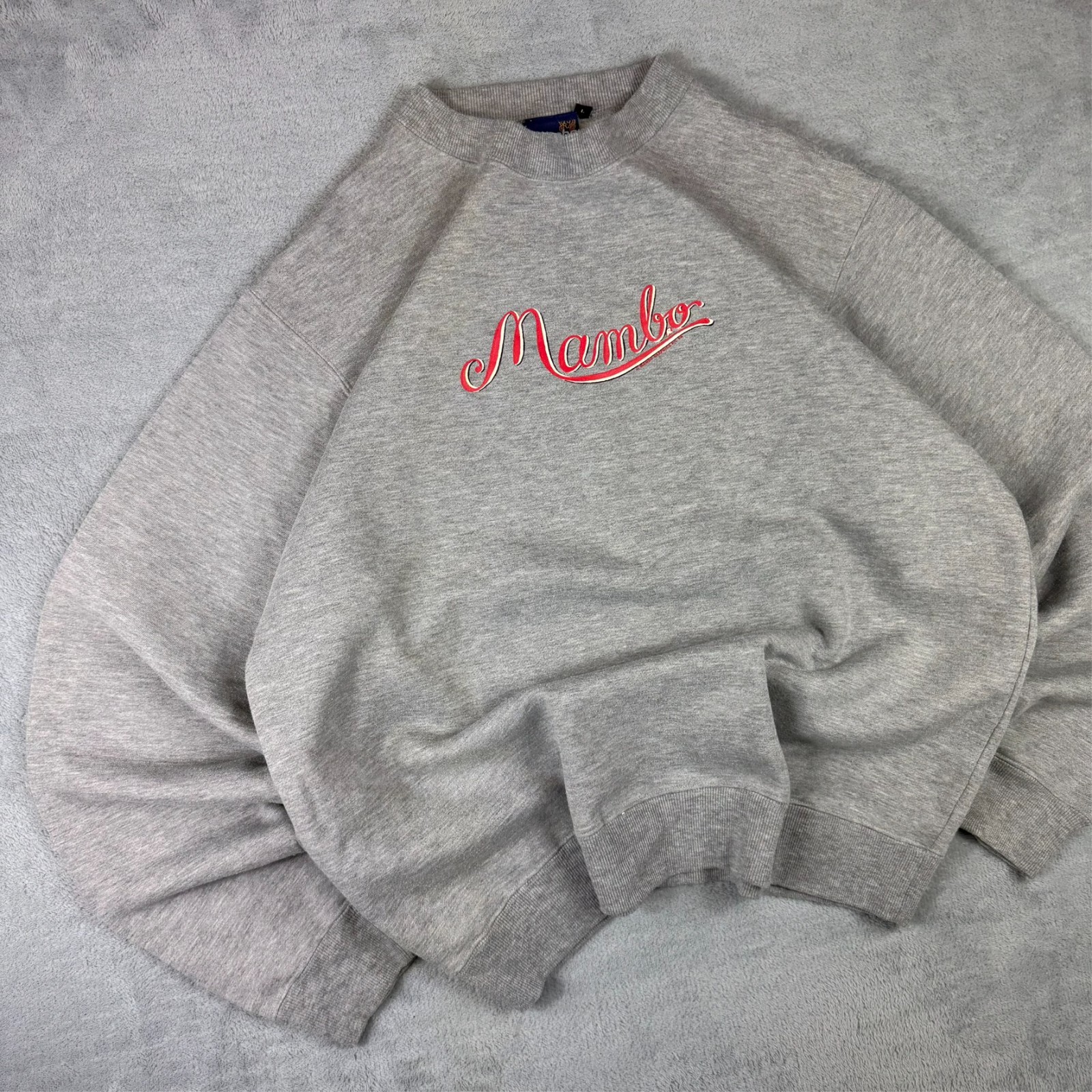 VTG Mambo 2000's Y2K Grey Surf Smile Graphic Oversized Large Pullover Sweatshirt image 4