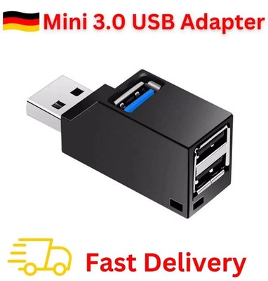 Mini USB 3.0 2.0 HUB 3 Port Verteiler Adapter für PC Laptop Macbook Notebook UH1