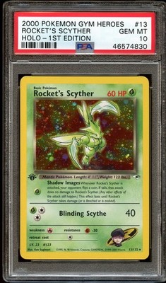 PSA 10 GEM MINT Rocket's Scyther 13/132 HOLO Gym Heroes 1ST