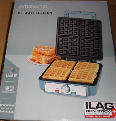 ambiano  XL WAFFELEISEN für 4 Waffeln gleichzeitig,1200 Watt,NEU-lesen