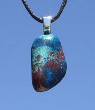 Natural Shattuckite Free Form Stone Crystal Pendant Necklace