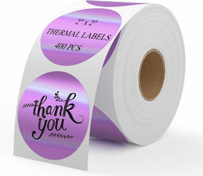 2 Inch Circle Holographic Thermal Label 400pcs Thermal Printer Stickers, Purple