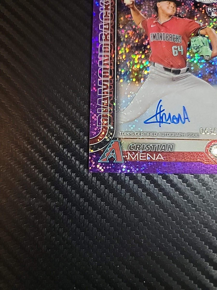 2025 Topps Chrome Purple Speckle Auto #RA-CME Cristian Mena RC 63