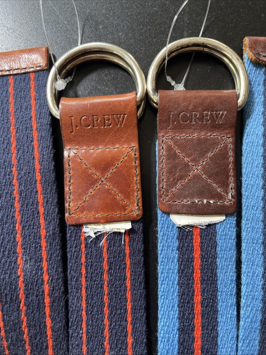 JCrew Woven Fabric D-Ring Belt Leather Accents Size M ( Up  display picture 3
