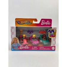 Hot Wheels Barbie Racerverse 3 Car Set with Figures  Accessories With Ken New