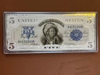 Washington Mint 4 oz .999 Silver Proof Bar 1899 $5 Indian Chief Note No Box/COA