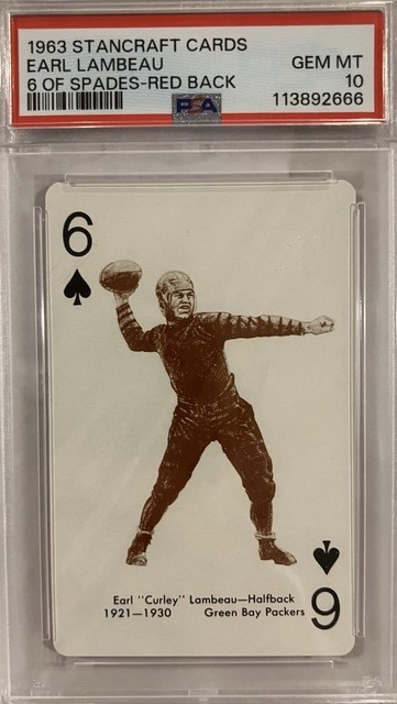 1963 Stancraft EARL LAMBEAU CURLY #6 Of SPADES RED BACK PSA 10 POP 3 HOF Packers