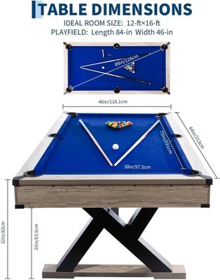 GRAVEE 7FT Billiard Table Professional 84'' Pool Table Set Heavy-Duty Metal Legs