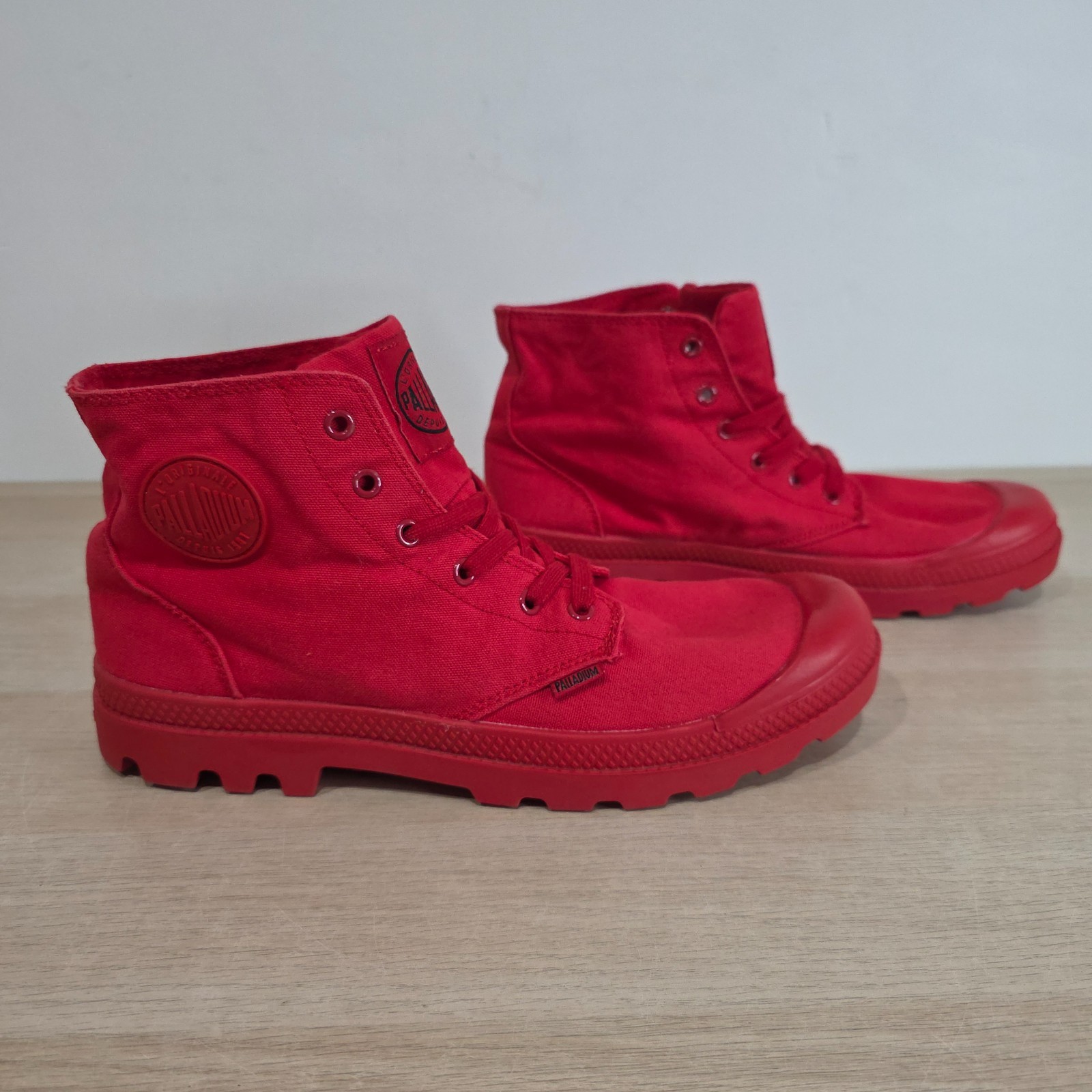 Palladium Pampa Hi Boots Mens US 11.5 Red Canvas Military Style Casual Shoes