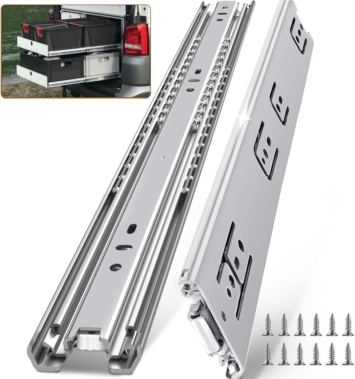 1 Pair 200 Lbs Heavy Duty Drawer Slides,8 10 12 14 16 18 20 