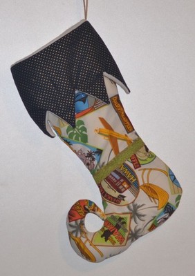 Handmade Elfenstiefel Hawaiimotiv Weihnachten Dekoration Unikat Baumwolle