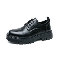 British Lace-Up Formal Office Footwear Men's Round Toe Leather Business Shoes