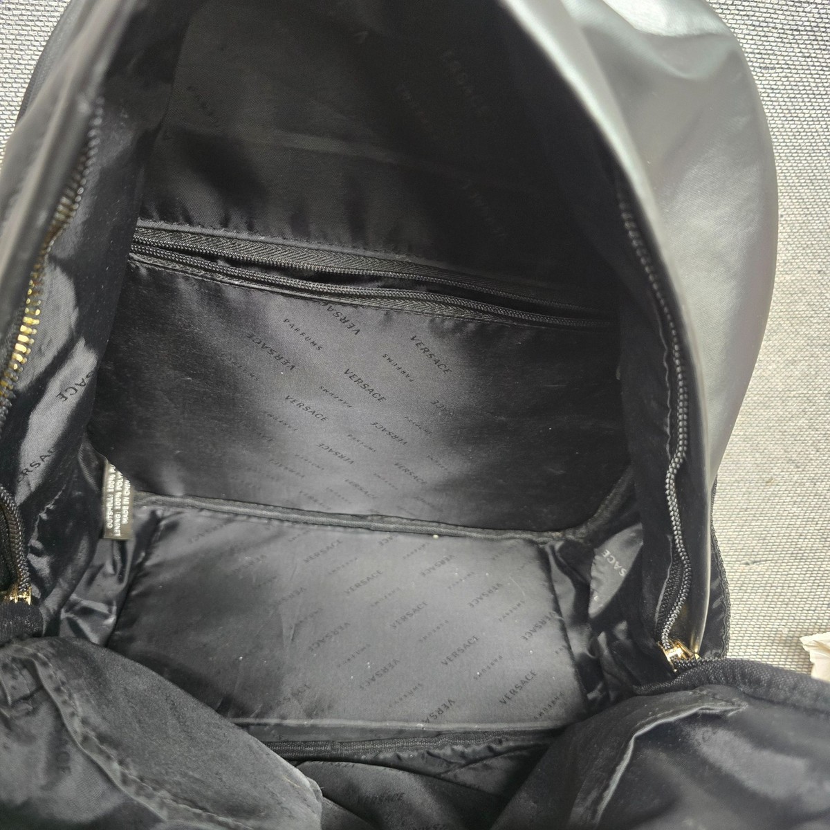VERSACE Parfums Backpack with Logo Black Gold Limited 