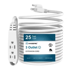 25-Feet 3 Outlet Extension Cord, Kasonic UL Listed, 16/3 SJTW 3-Wire Grounded...