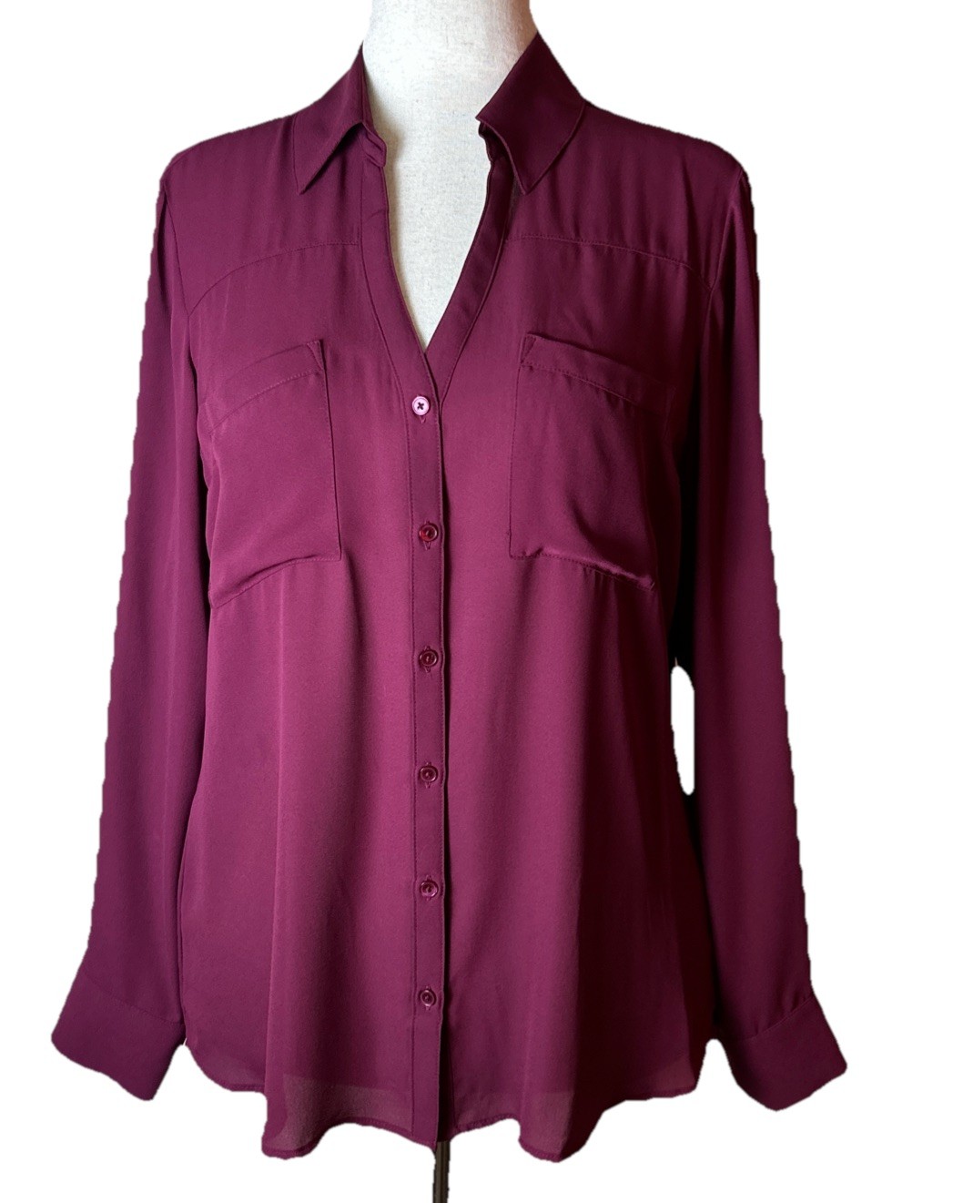 EXPRESS The Portofino Shirt BURGUNDY WINEL Size Large