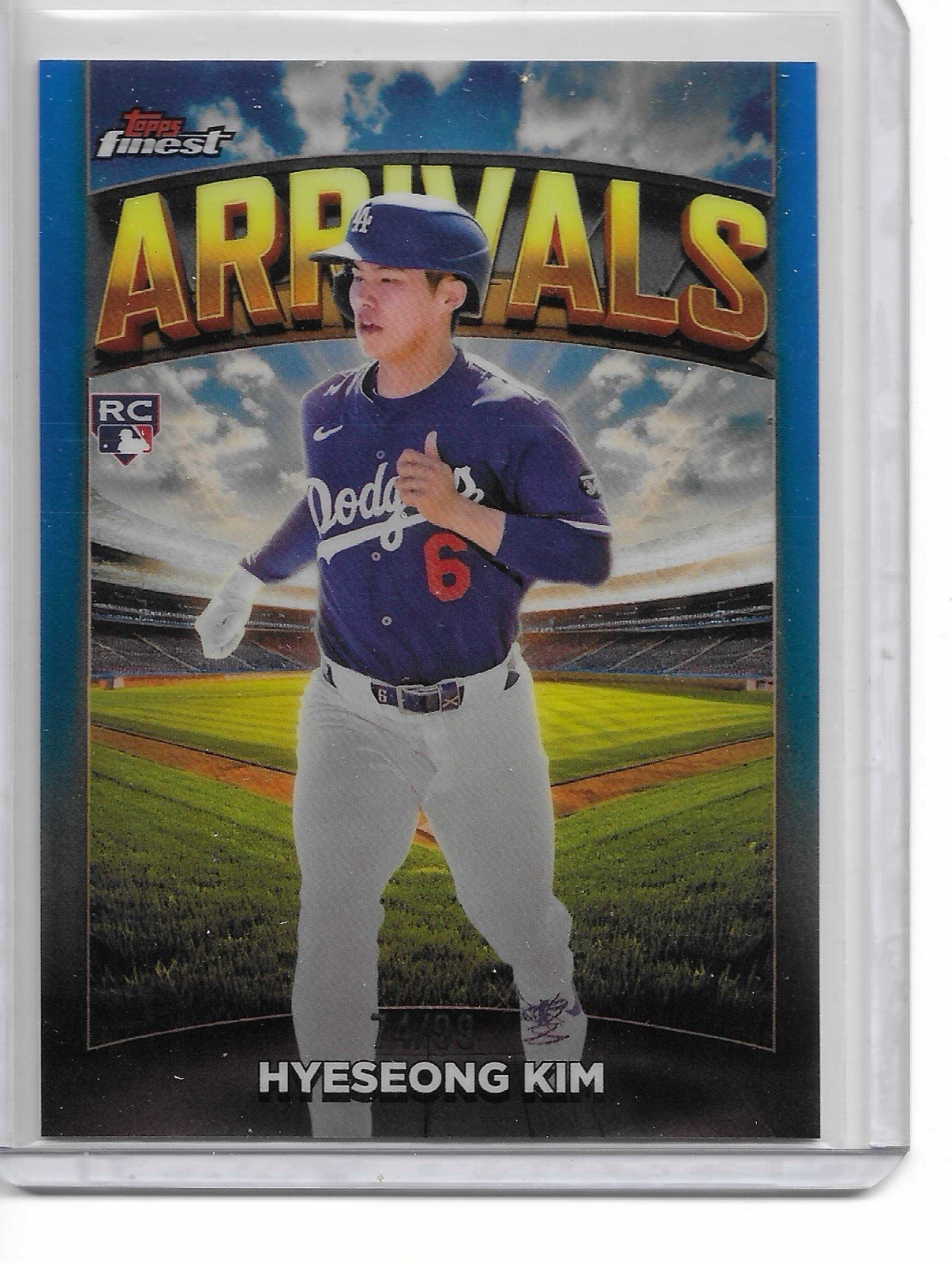 2025 Topps Finest Hyeseong Kim Arrivals /99 Blue Rookie Dodgers SP