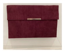 Dorothy Perkins Burgundy Suede Clutch Bag Evening Handbag Small Shoulder Purse