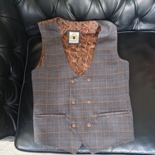 Marc Darcy Jenson Grey Tan Waistcoat - Size 38R VGC