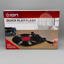 Ion Quick Play Flash Conversion Turntable USB with Flash Drive Converts Records