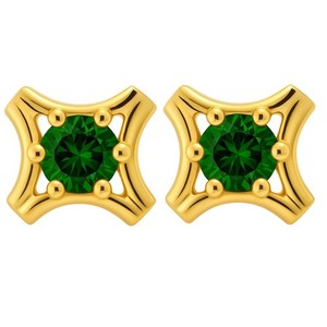 Authentic 18K Gold Plated Round Gemstone Earrings for Women, Classic Studs TGE1036