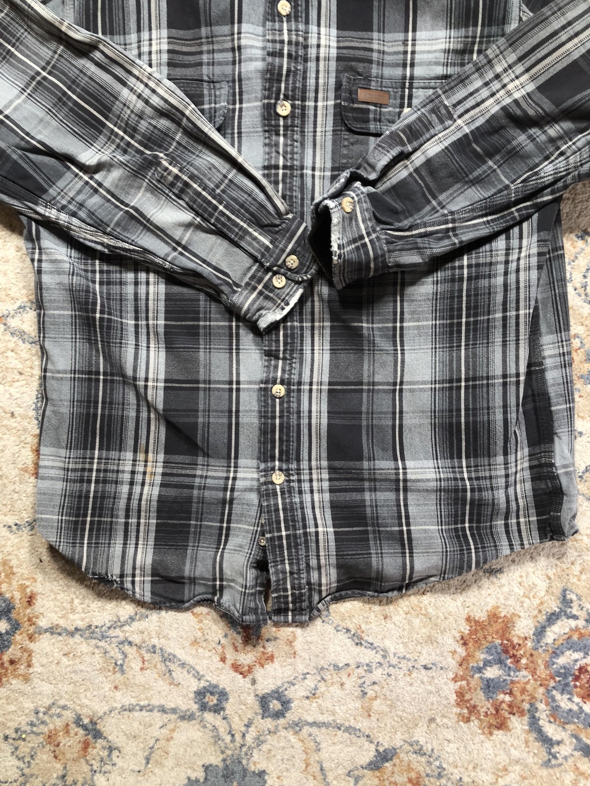 Carhartt Shirt Mens Large Gray Plaid Flannel Button Front Long Sleeve Workwear thumbnail 5