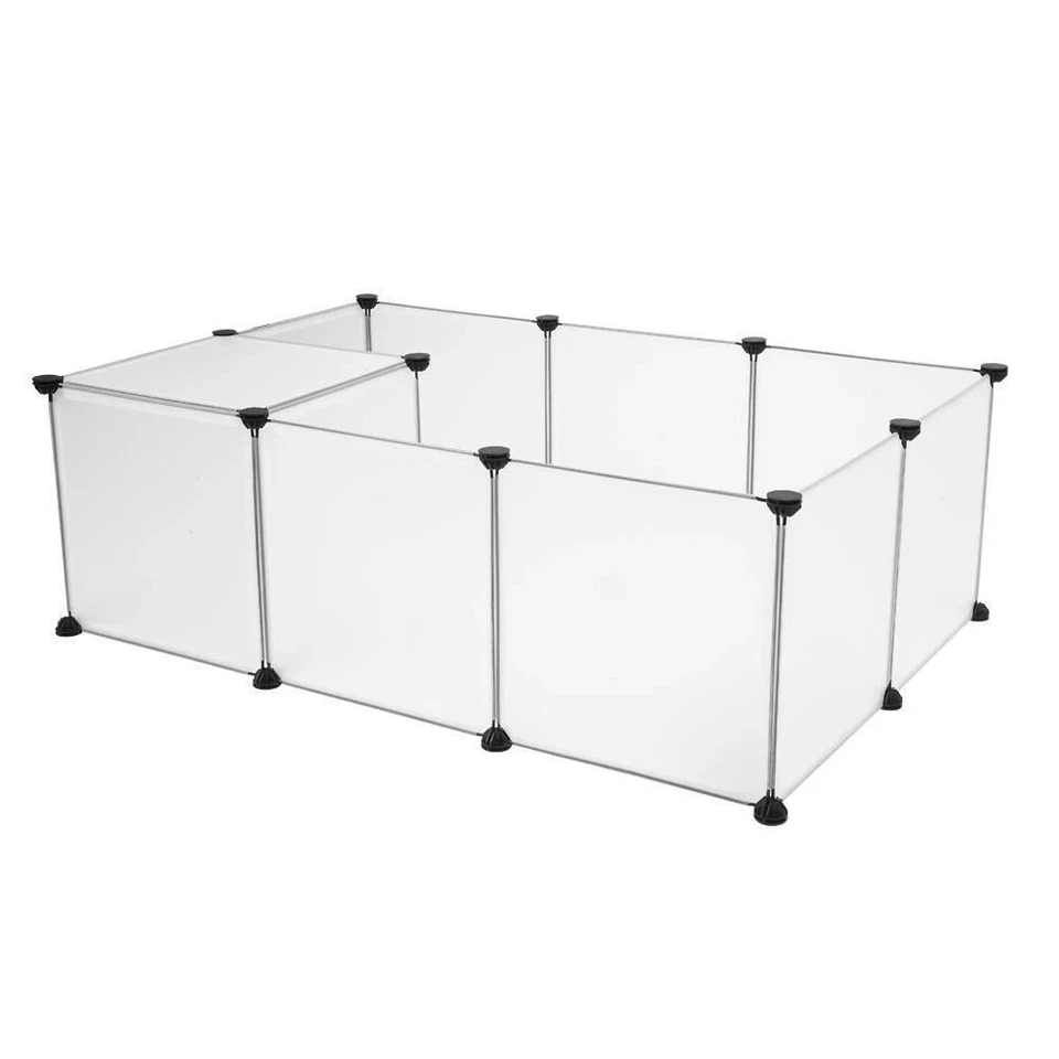 12 Paneles Mascotas Parque Infantil Pequeños Animales Jaula Patio Plástico Cachorro Caja Cerca Ejercicio Foto 2 de 4