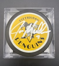 Joe Mullen Signed 1992 Pittsburgh Penguins Stanley Cup Hockey Puck-JSA CI09930