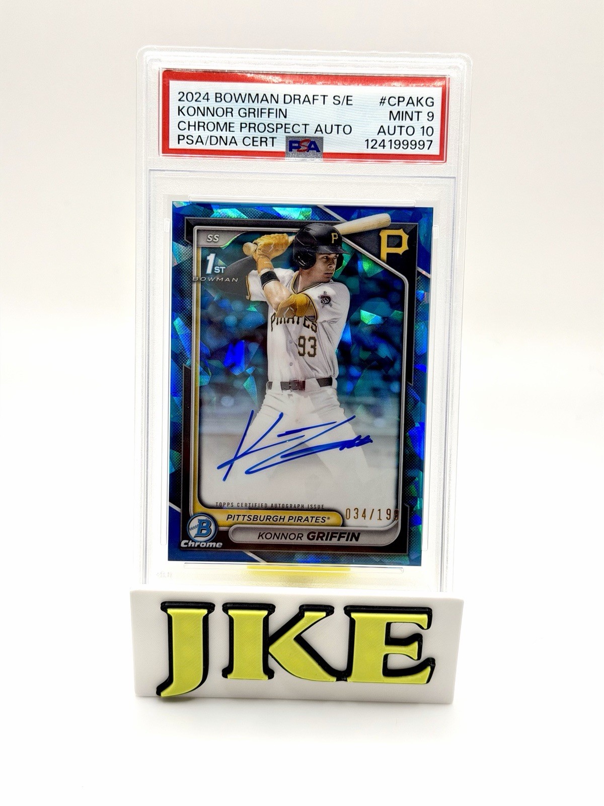 2024 Bowman Sapphire Konnor Griffin Blue Refractor Auto /199 PSA 9 Auto 10