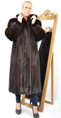 US5476 REAL MINK FUR COAT RANCH MINK JACKET FULL LENGTH SIZE XL