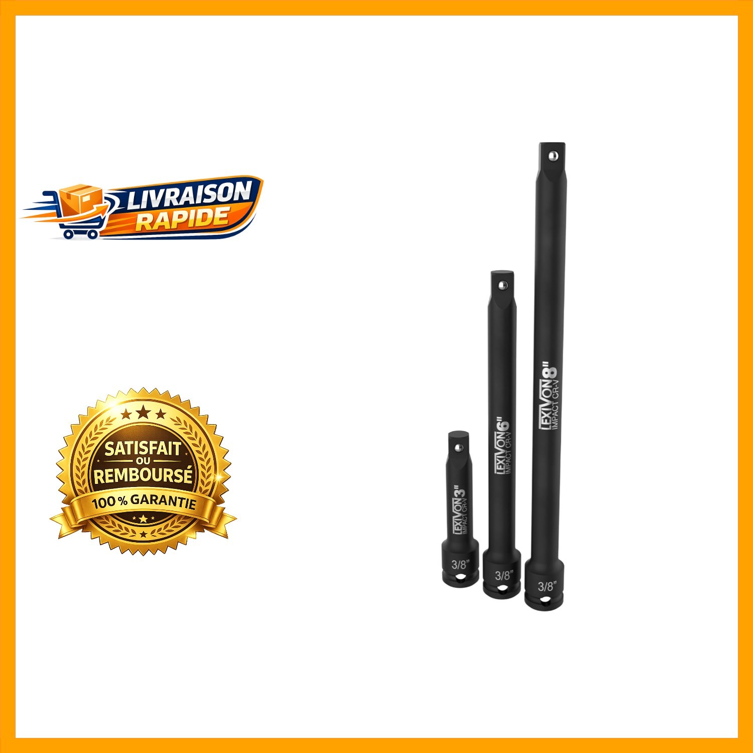 Rallonge de douille 3/8 Lexivon en acier premium avec traitement thermique