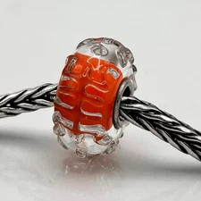 TROLLBEADS Longevity Event Unique LAA 925S NEW Condition, Textured Red-Orange