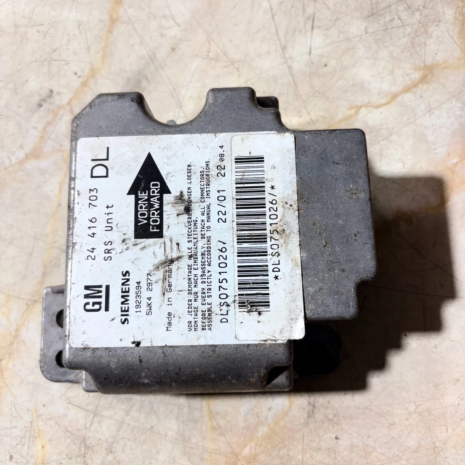 Vauxhall Astra G airbag SRS module 24416703 alternate view